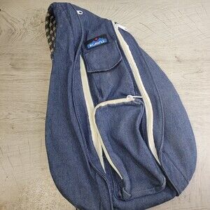 Vintage Kavu Blue Denim Shore Rope Crossbody Sling Bag Backpack Outdoor Hiking